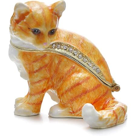 gold metal and rhinestone cat trinket box|Amazon.com: Cat Trinket Box.